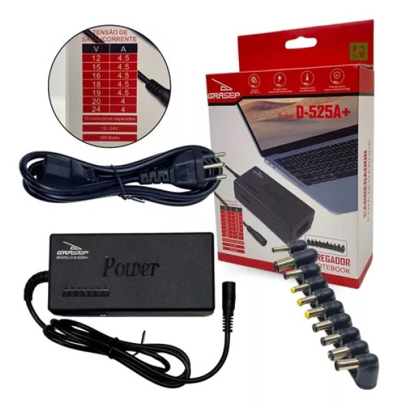 FONTE DE ALIMENTAÇÃO PARA NOTEBOOK V 12-24VDC - POT. 96W D-525A GRASEP