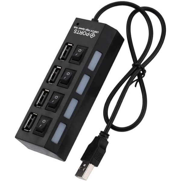HUB USB 3.0 4 PORTAS +INTERRUPTOR ENERGIA+CABO PTO